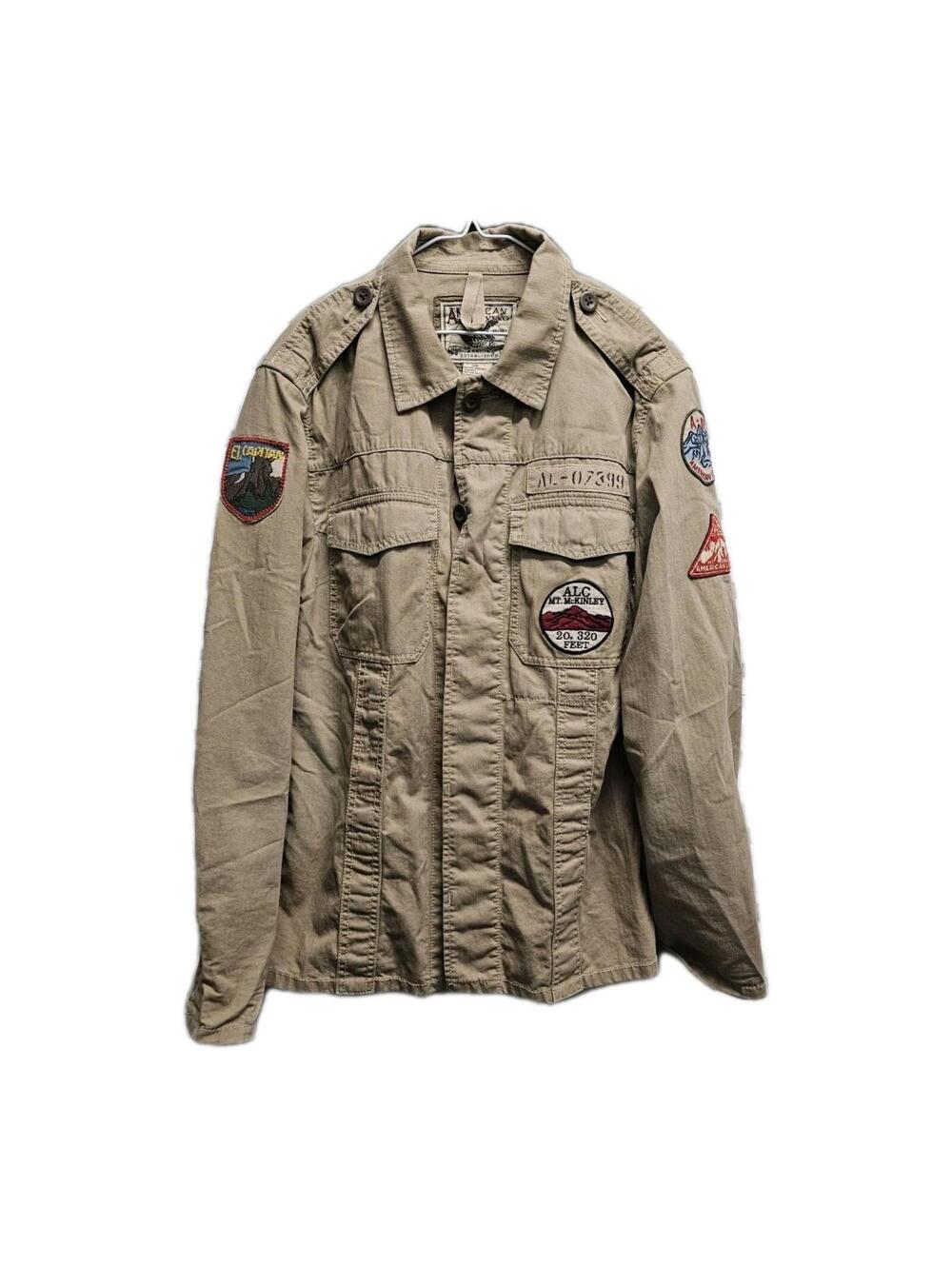 American Living Men's Military Utility Jacket Patches El Capitan Mt McKinley SM